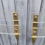 4 folding chairs garden style gilded metal structure and plexiglass slats