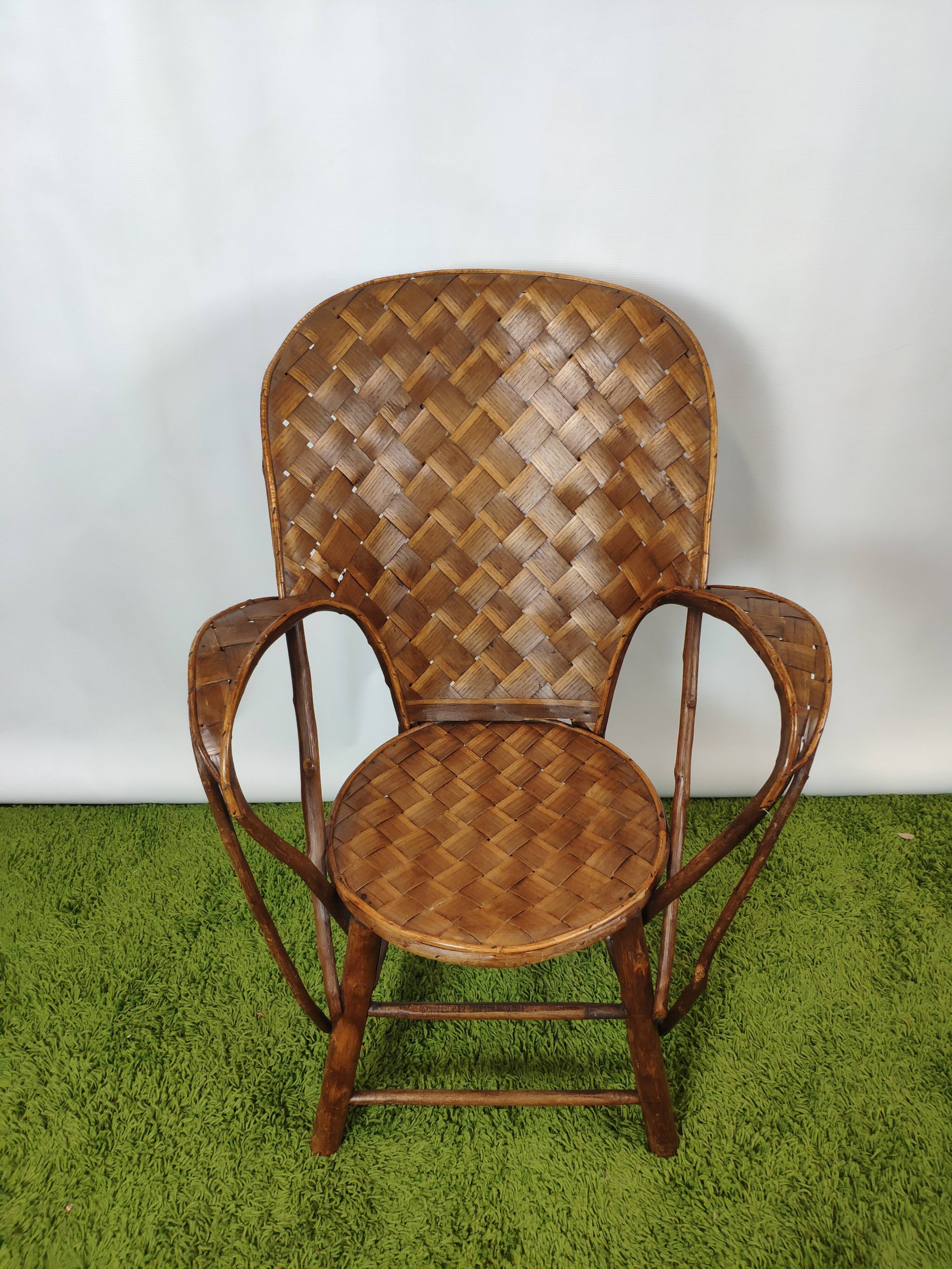 Vintage braided chestnut chair