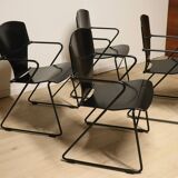 Series of 4 minimalist chairs model "EGOA 300" by Josep Mora