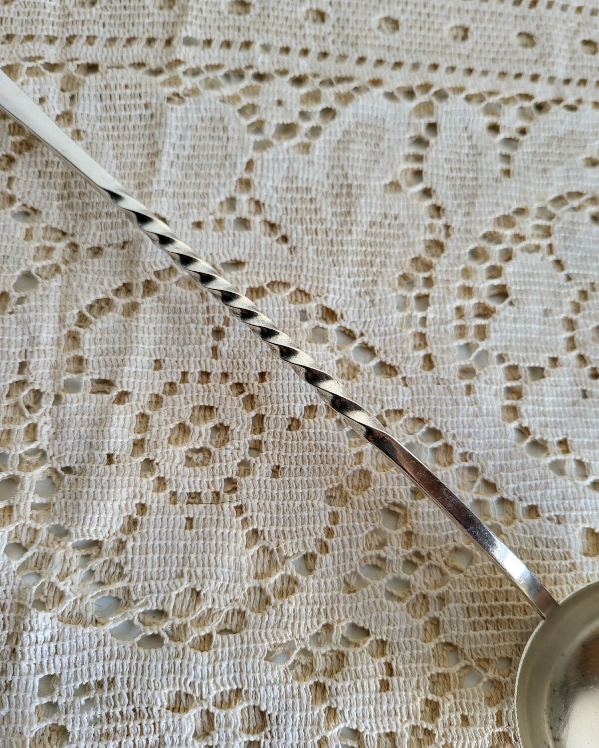 Punch ladle, cocktail, in silver-plated cherry metal.