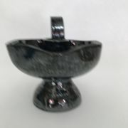 Black "hand- bougeoir with iridescents signed Fazio in Vallauris, circa 1950-1960