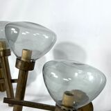 Pair of brass and glass sconces by Sciolari. Italian modern from 70s