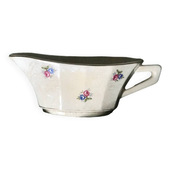 Vintage Digoin cracked porcelain sauce boat