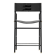 Contemporary classic bar stool with black leather backrest, black rubber metal structure.