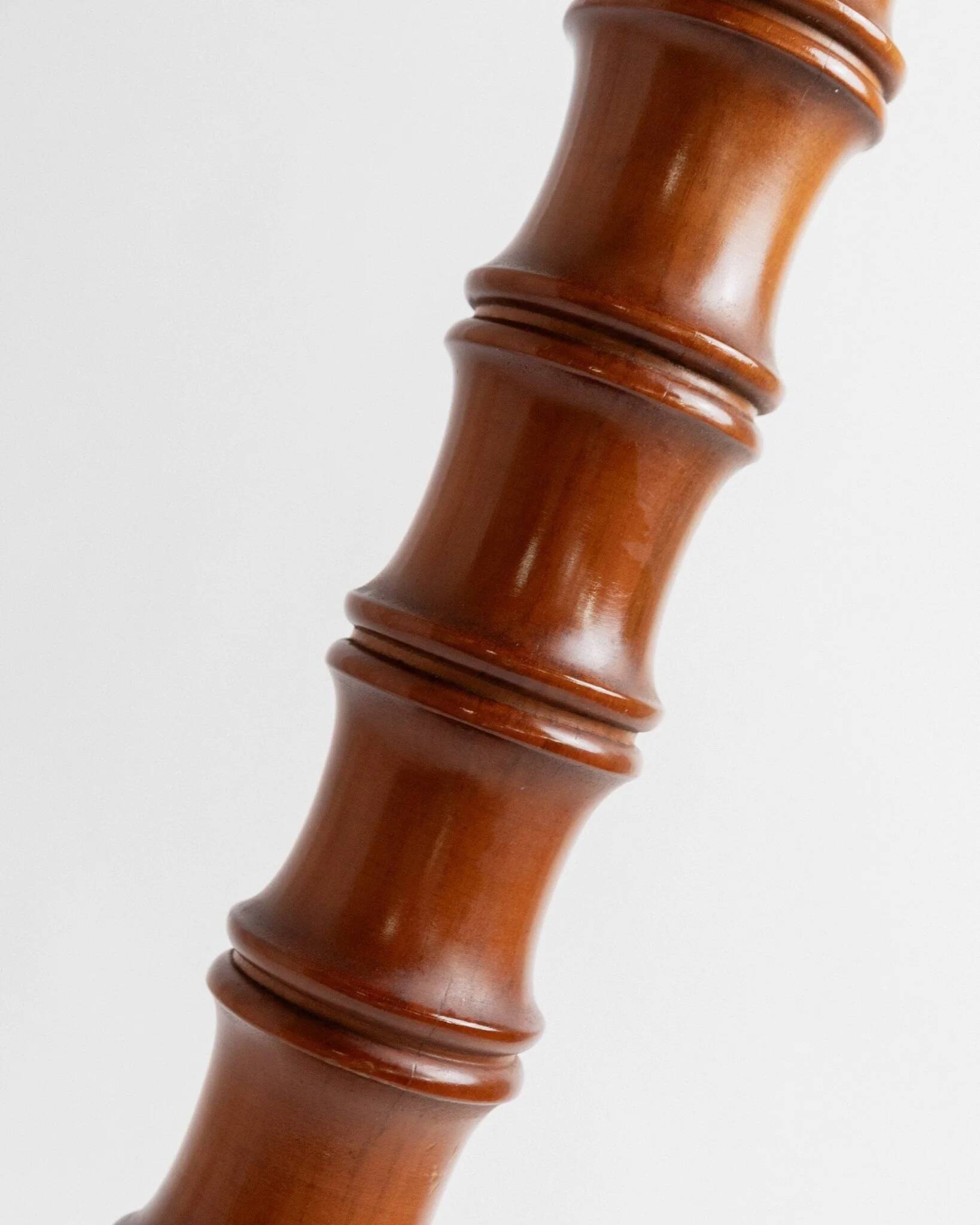 XXL vintage solid wood flower pedestal, Italian handcrafted column table, 1960s, marron finish