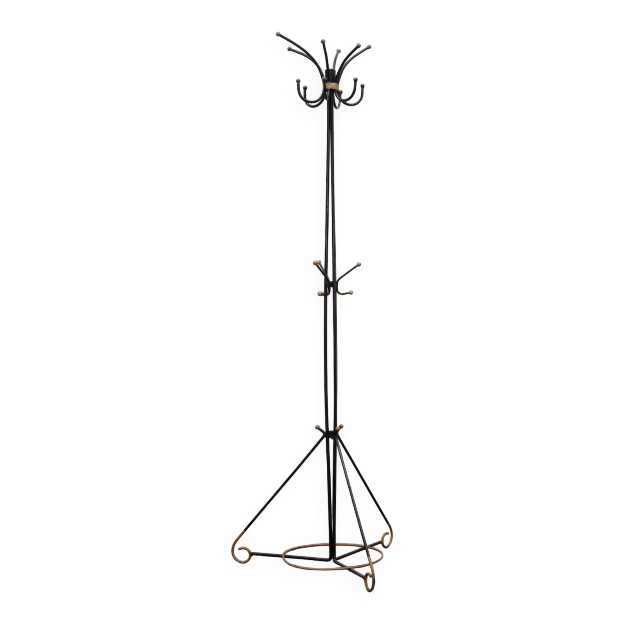 Porte-manteau français en fer forgé à la main par Jean Royère, 1960