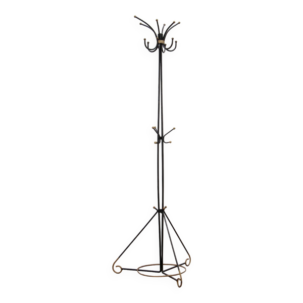 Porte-manteau français en fer forgé à la main par Jean Royère, 1960