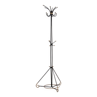 French Hand-forged iron coat rack design by Jean Royere, 1960