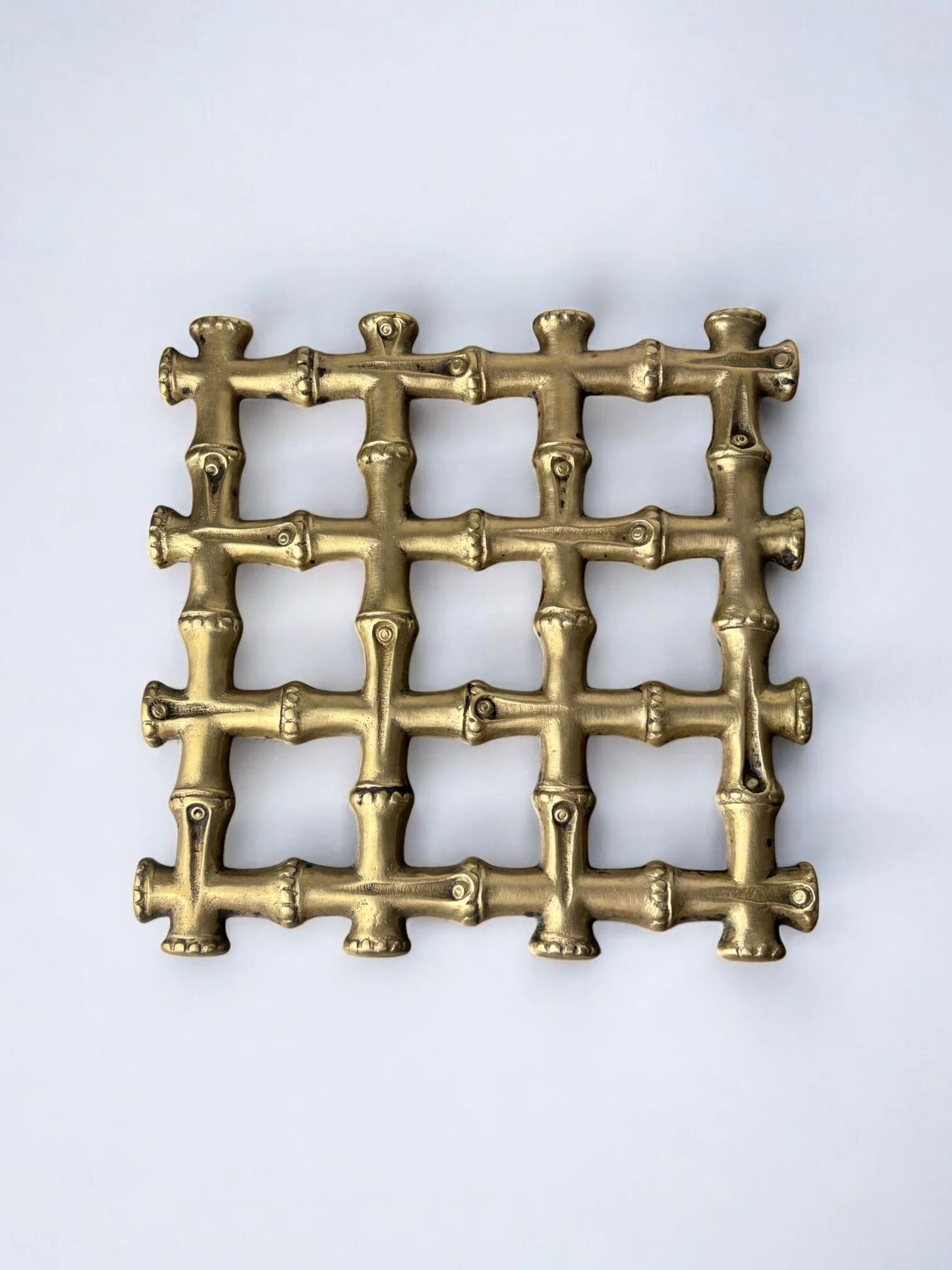 Faux bamboo trivet in bronze, Italy, 1970s