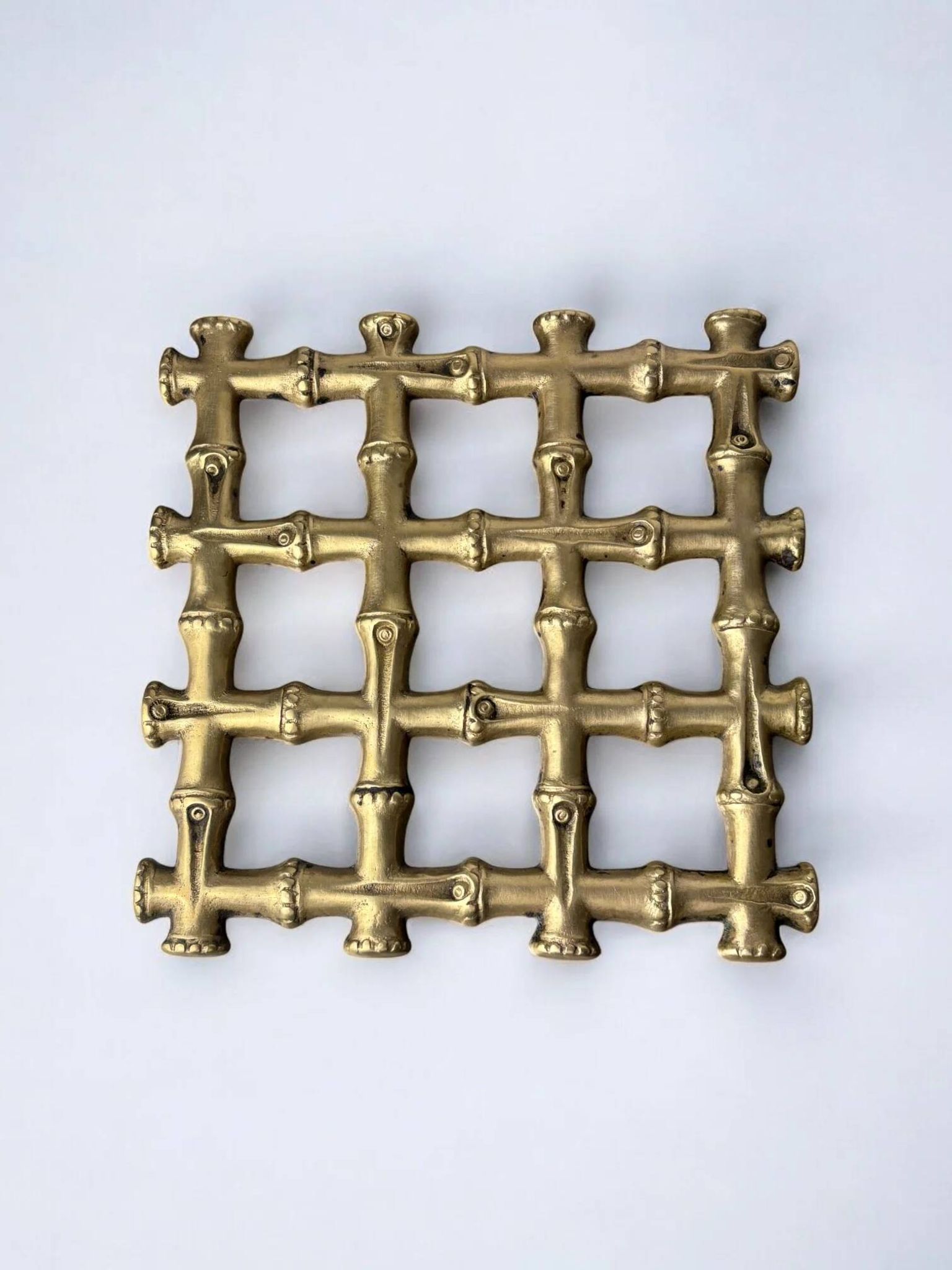 Faux bamboo trivet in bronze, Italy, 1970s