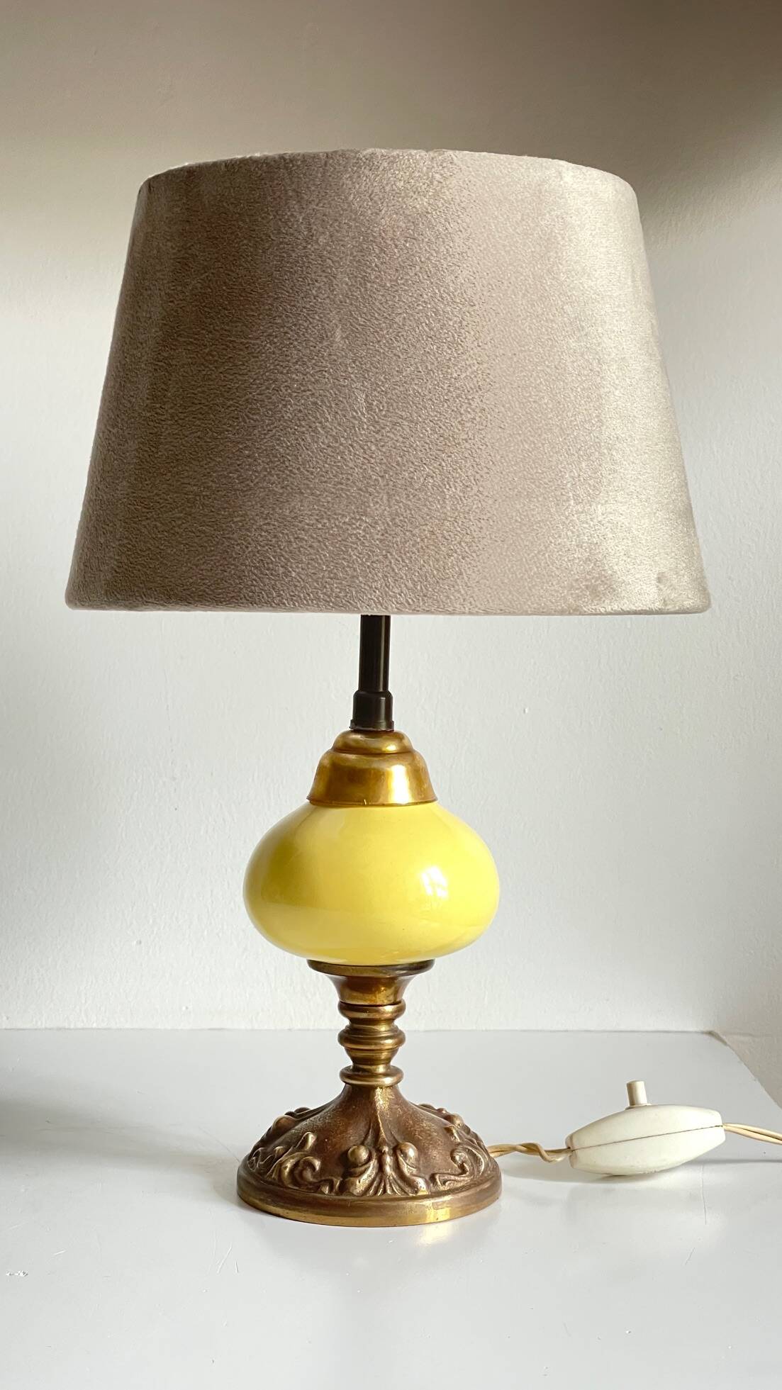 Old ceramic and bronze lamp