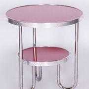 Small Czech Bauhaus Spruce and Chrome Side Table from Kovona, 1930s