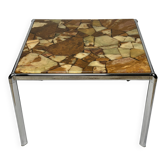 70s coffee table – Rizzo style, stone effect mosaic and chrome metal