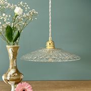 Suspension abat-jour vintage en verre moulé - collection vaisselle -