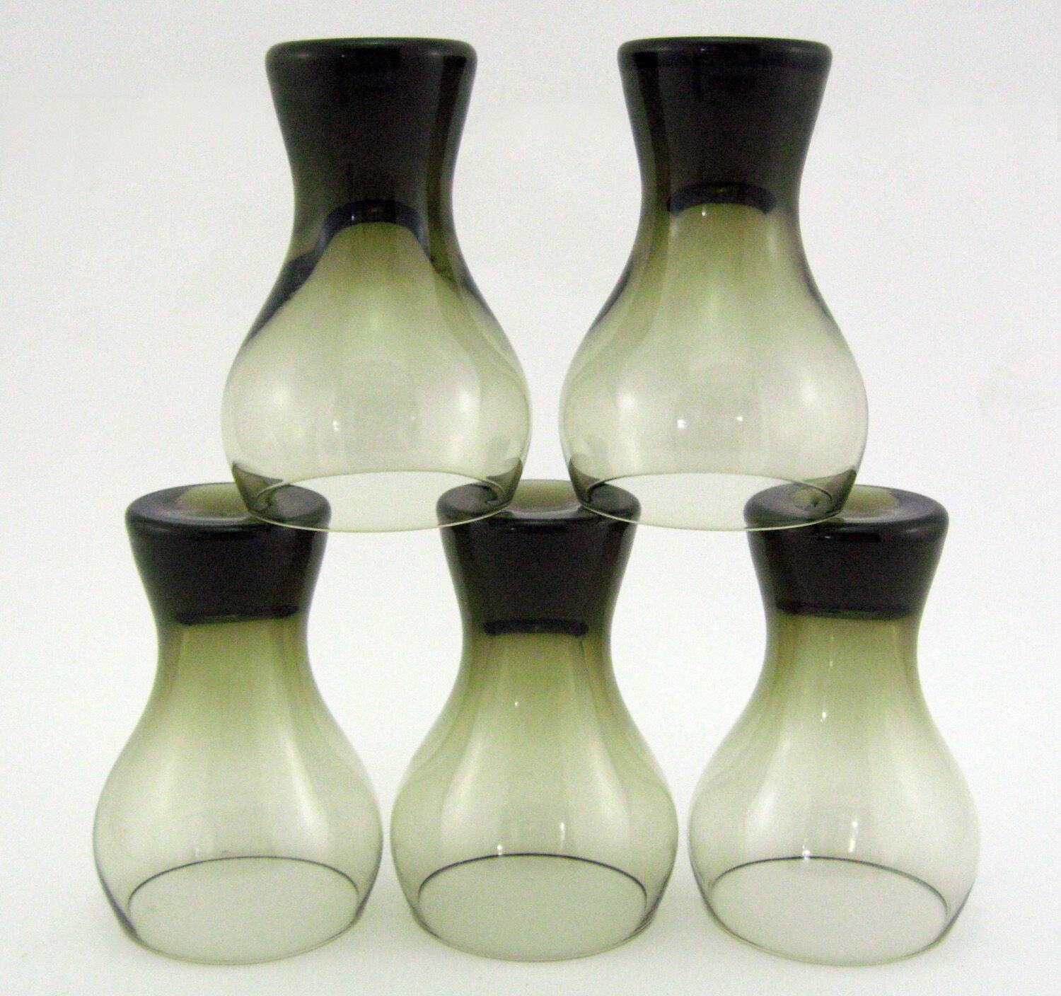 5 cocktail glasses in brown smoked glass - Luminarc verrerie d'Arques France - vintage 70s