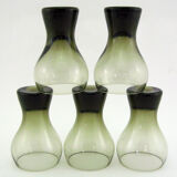 5 cocktail glasses in brown smoked glass - Luminarc verrerie d'Arques France - vintage 70s