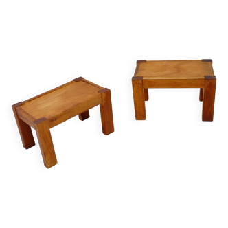 Pair of rustic side tables / bedside tables - 1960s