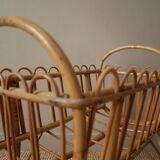 Wicker rattan cradle vintage Scandinavian design retro old toy doll bed