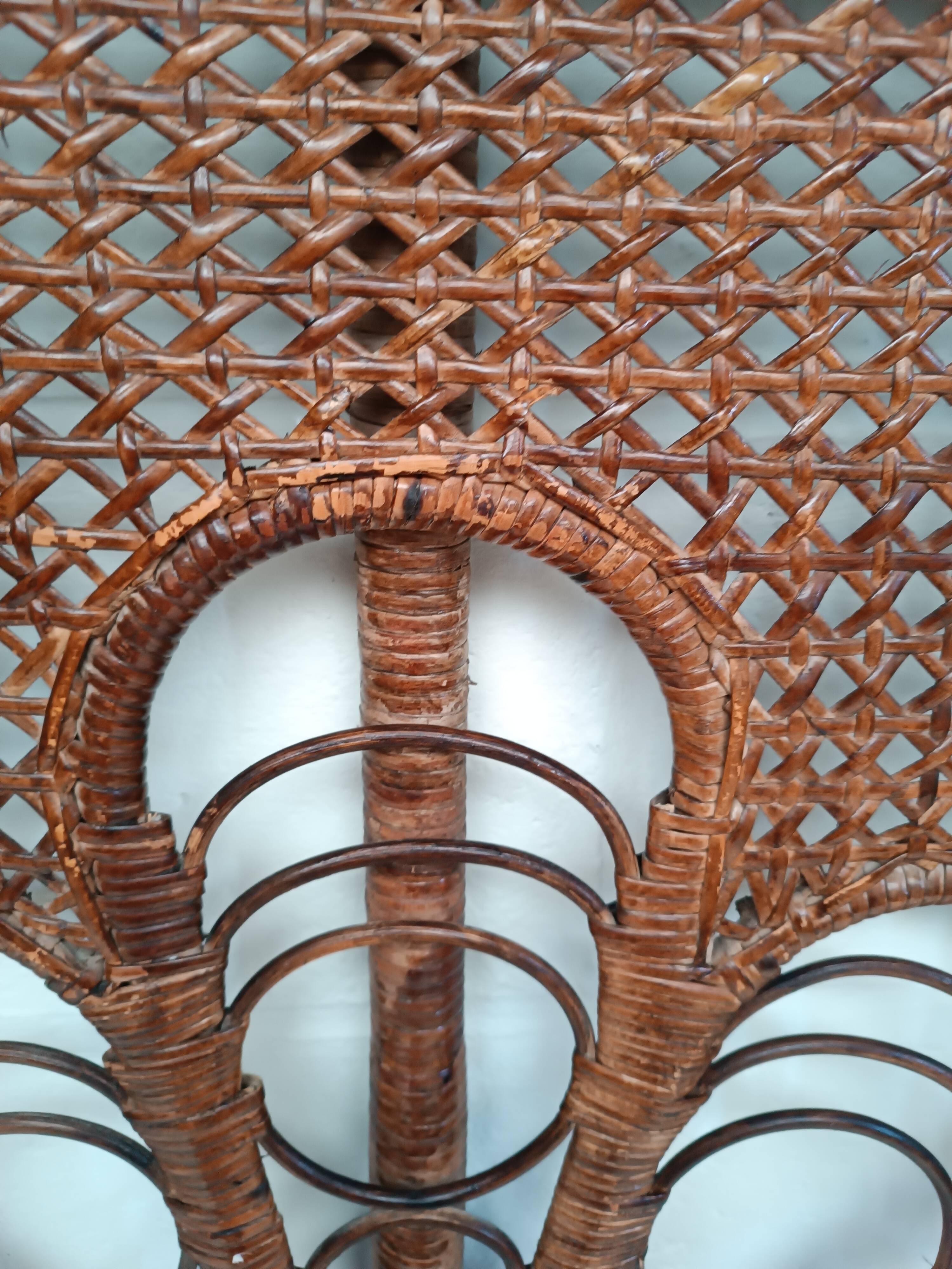 Vintage peacock rattan headboard