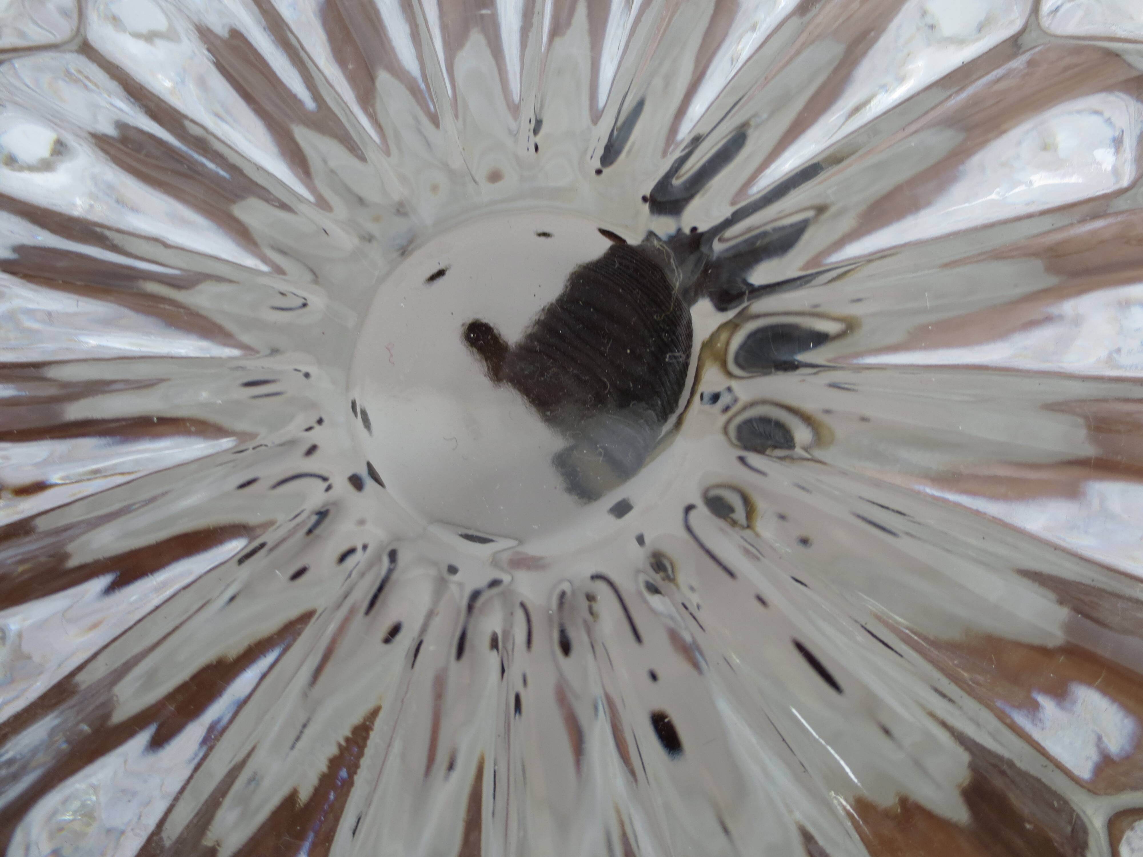 Plafonnier, applique murale ronde en verre taillé sur socle en bois
