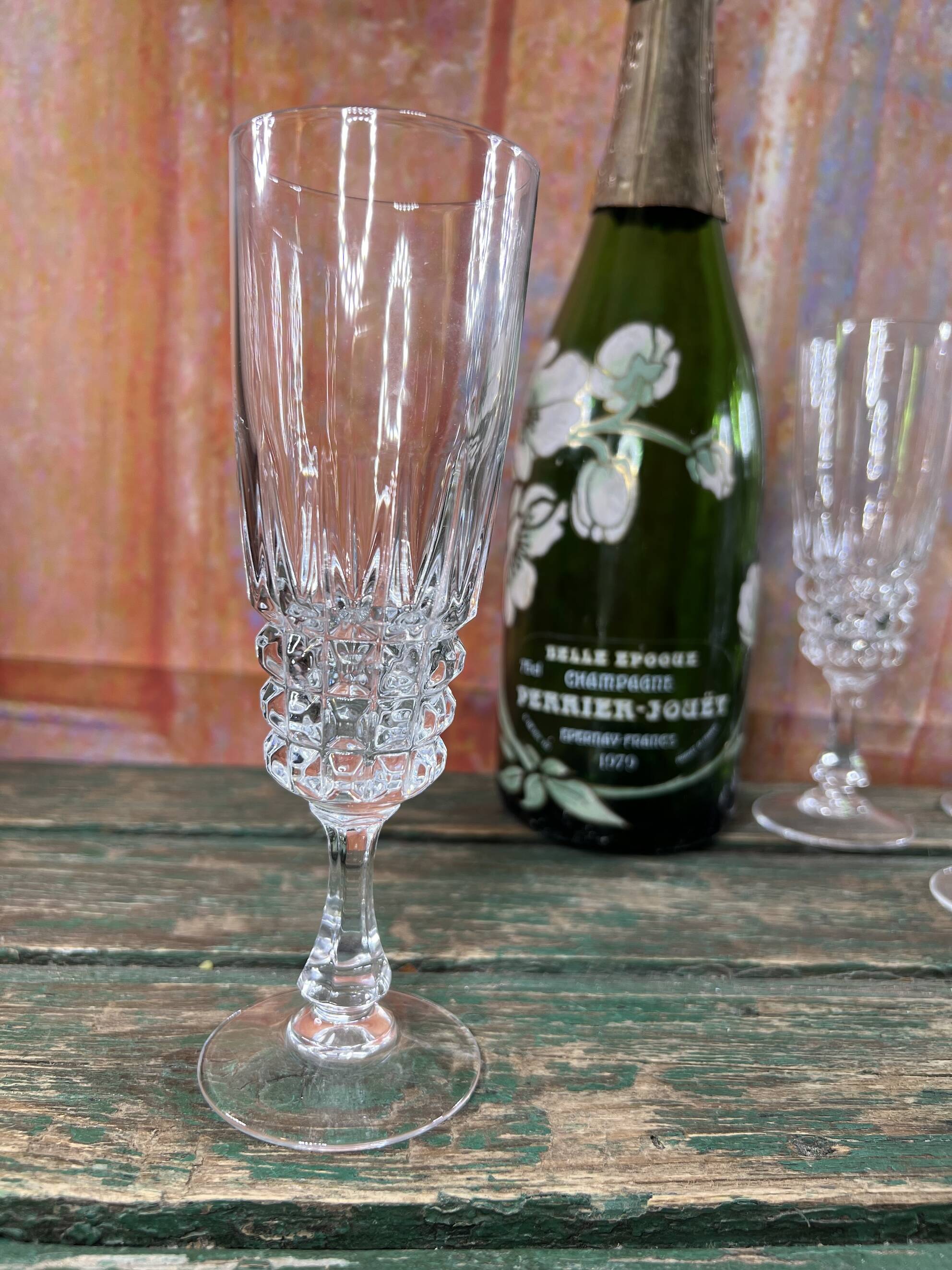 Set of 6 Cristal d'Arques Pompadour champagne flutes