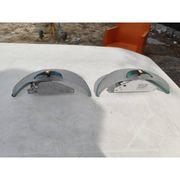 Paire d'appliques art déco verre opalin cuivre et laiton