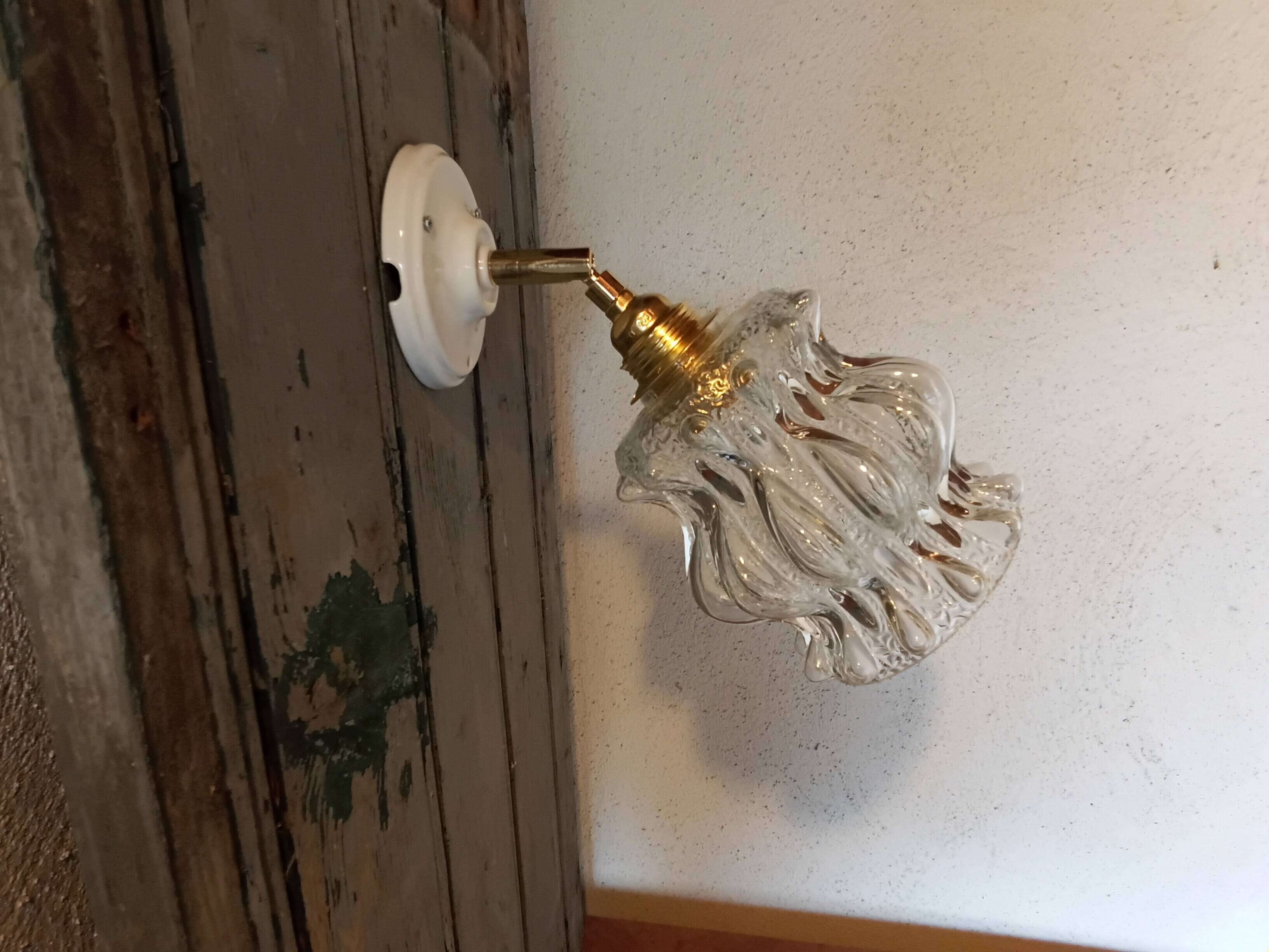 Vintage molded glass wall light