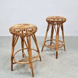 Tabouret de bar vintage en bambou 'Bohème'