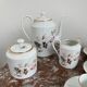 Vintage, coffee service, tea, Limoges, Flowers, cipher, 11 cups and under cups, teapot, 27 pieces