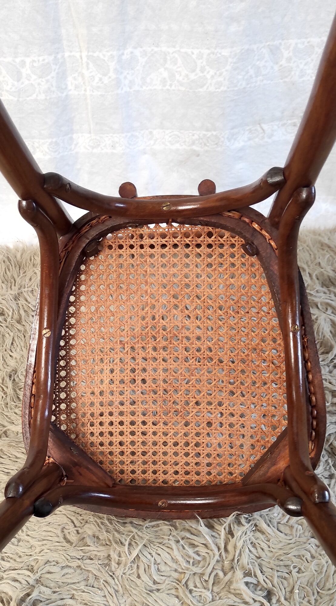 Chaise bistrot en bois courbé et cannage début XXème
