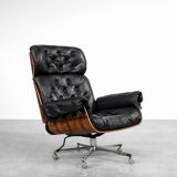 Vintage Mid-Century Modern Swiss Leather Lounge Chair from Giroflex