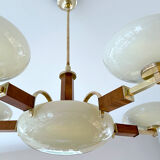 Art deco chandelier, glass, wood and glass, 30s