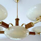 Art deco chandelier, glass, wood and glass, 30s