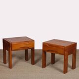 Paire de tables de chevet en orme Maison Regain, 1970