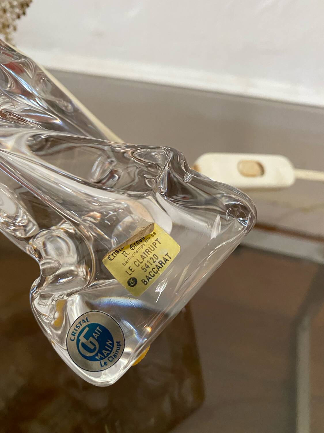 Antique Baccarat Crystal Twisted Bedside Lamp