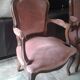 Paire fauteuils style Louis XV velours rose