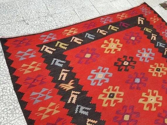 Tapis Kilim turc vintage tissé main