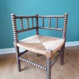 Corner armchair in turned wood