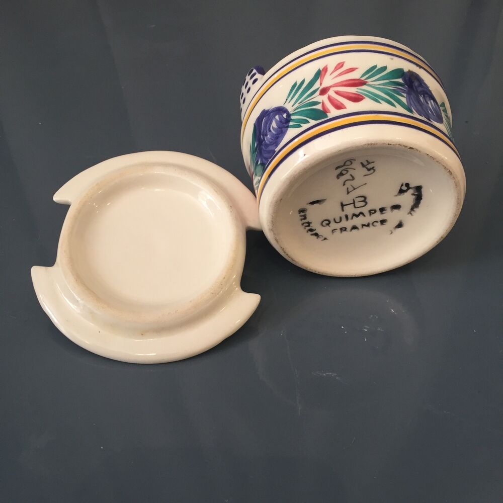 Saloir pot with lid hb quimper breton decor