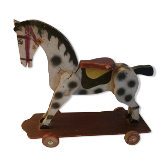 Wooden horse with wheels 50s