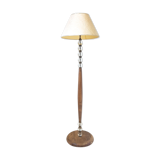 Art deco floor lamp in oak and glass