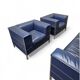 Poltrona Frau set / dark blue leather / Talus / sofa - chairs - / 3 seater / 2 x lounge chair