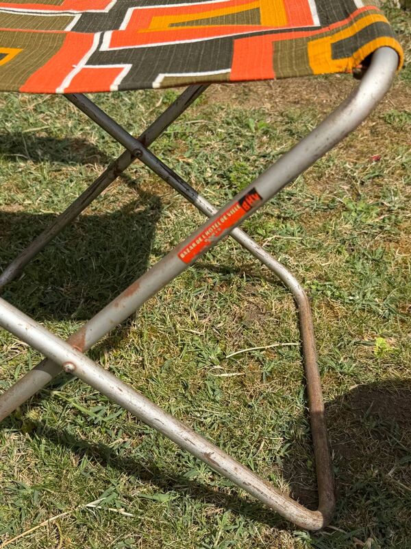 Paire de chaises de camping pliantes vintage - BHV Paris (Années 70)