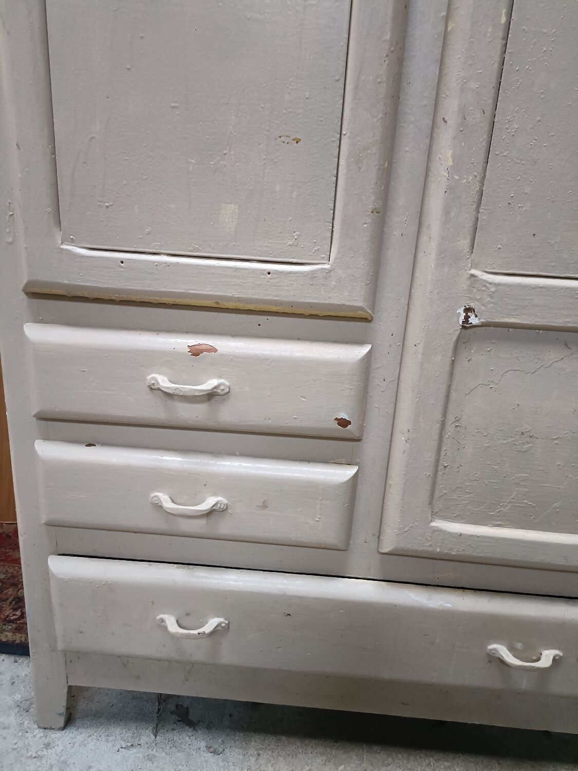 Parisian wardrobe 50s, two doors, 3 drawers, 6 shelves
