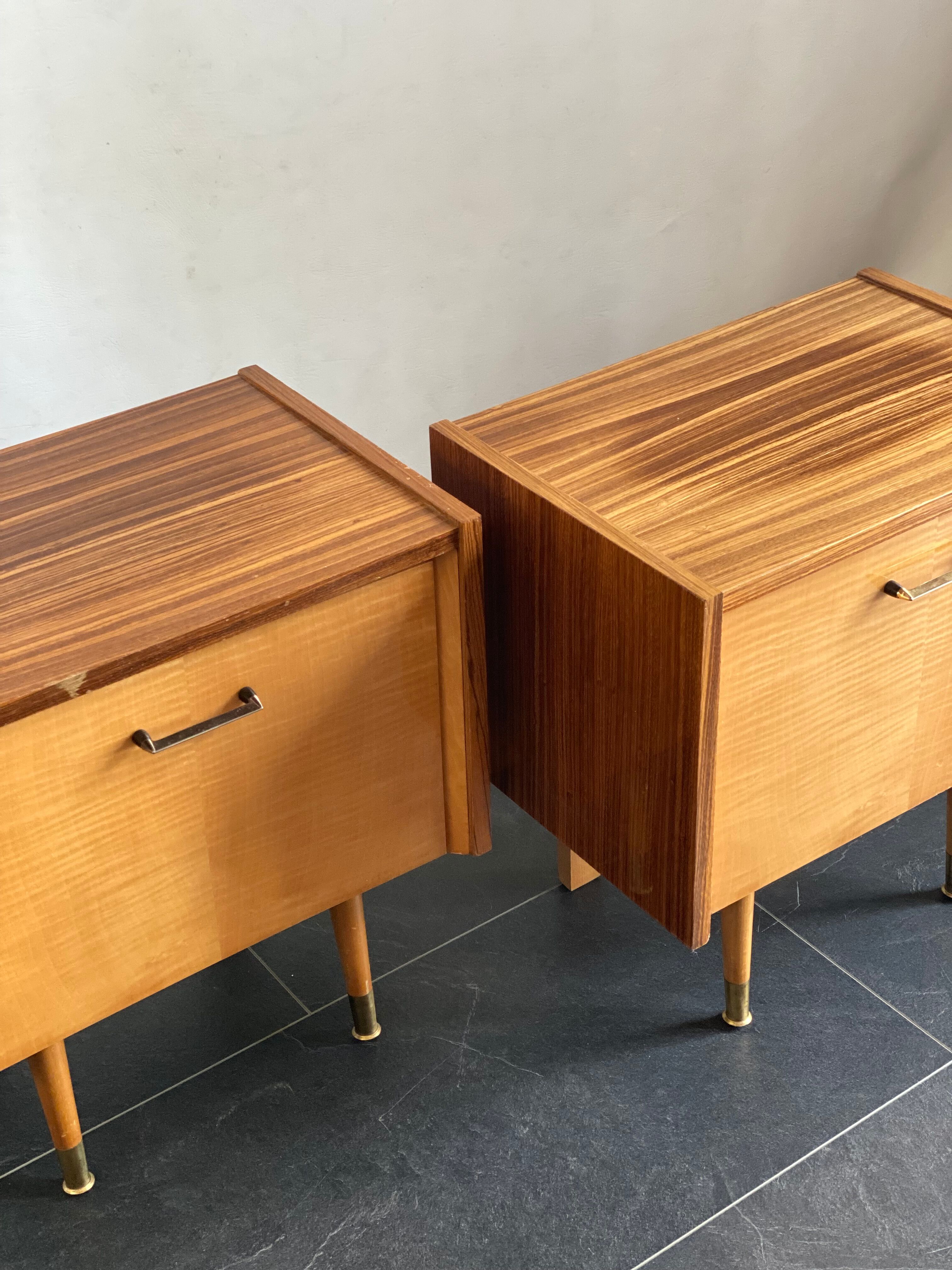 Pair of vintage laminate bed side tables