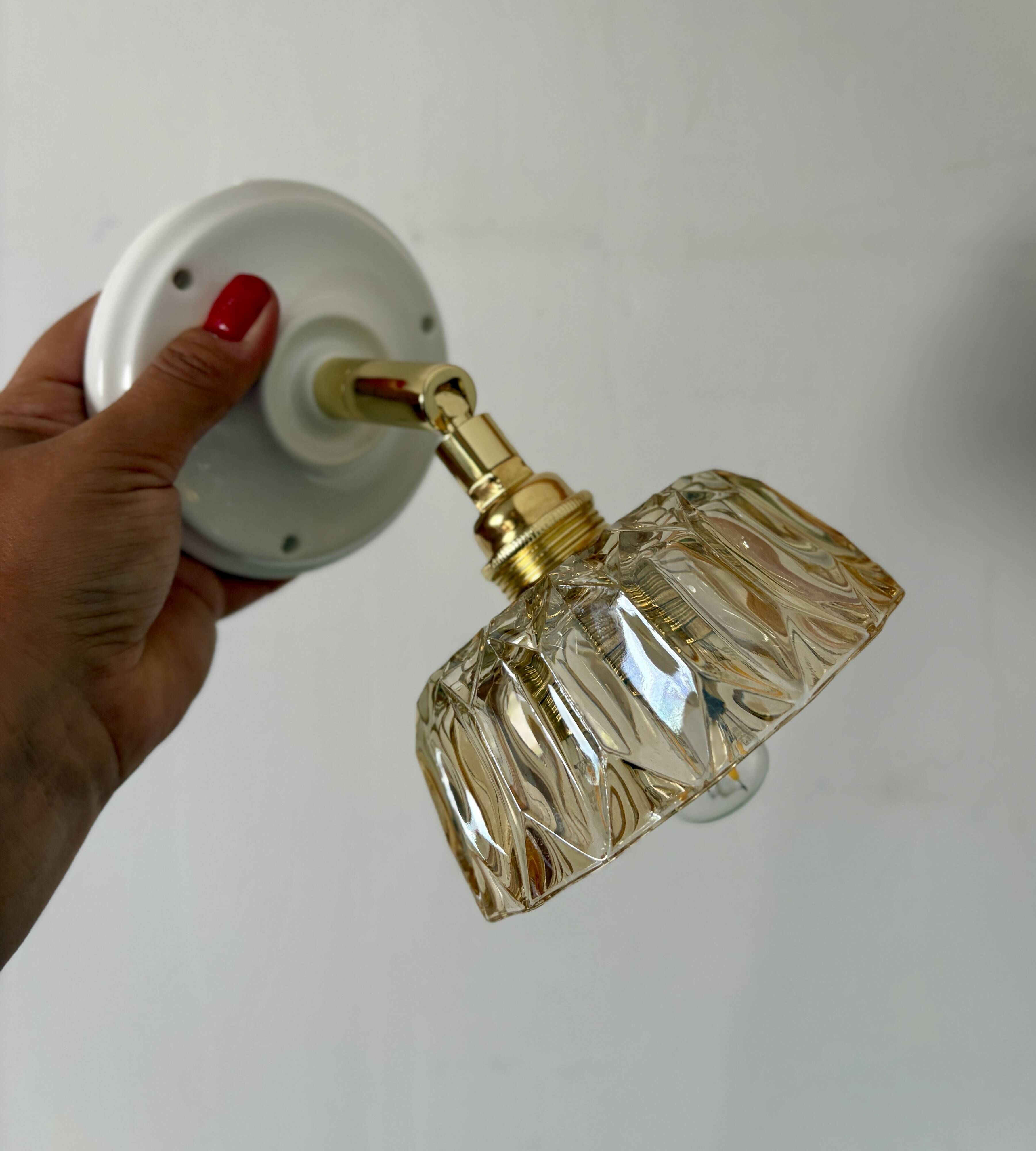 Vintage amber glass lampshade - tableware collection