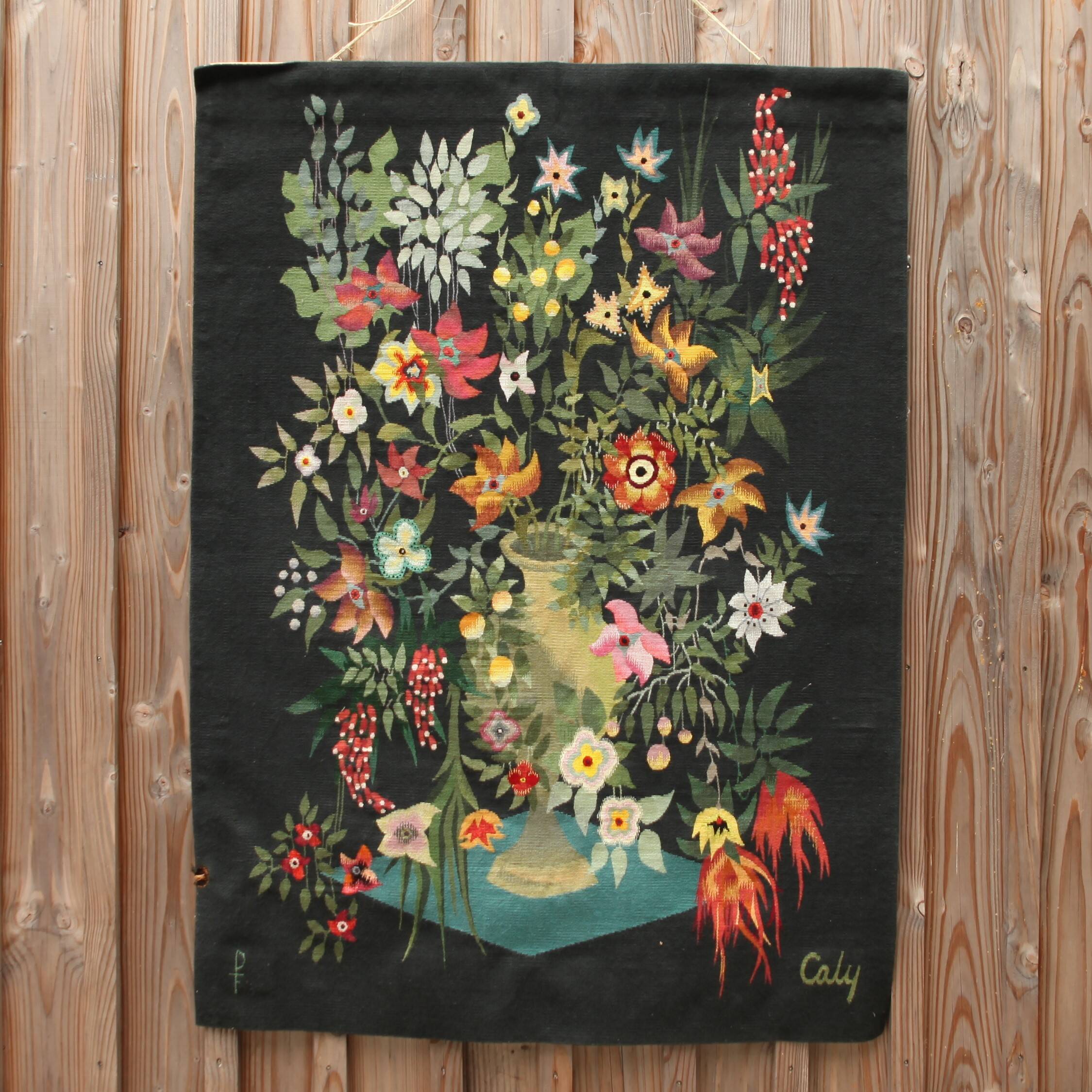Aubusson tapestry with floral decoration Carton de Caly