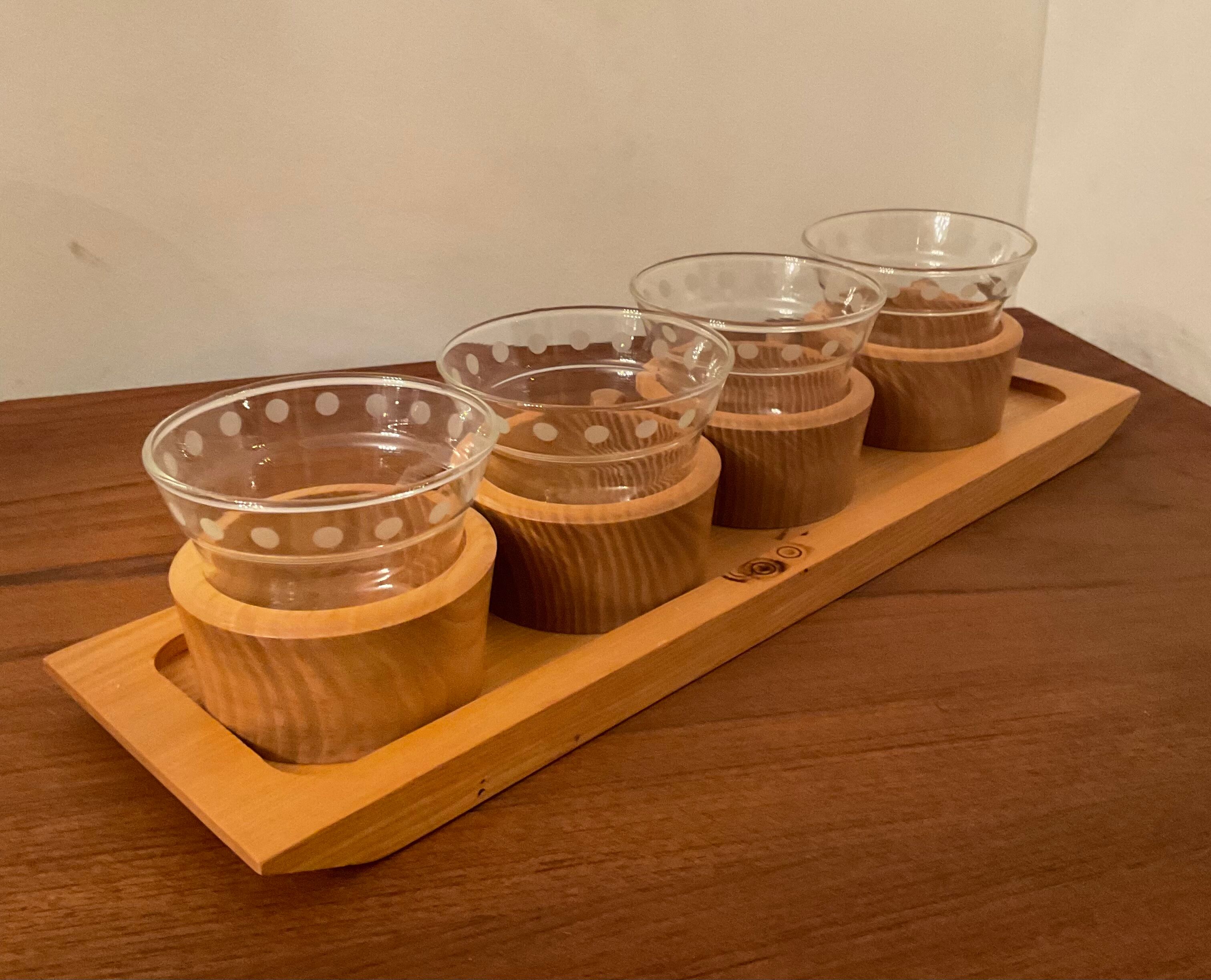 Service à café scandinave des années 70 en bois
