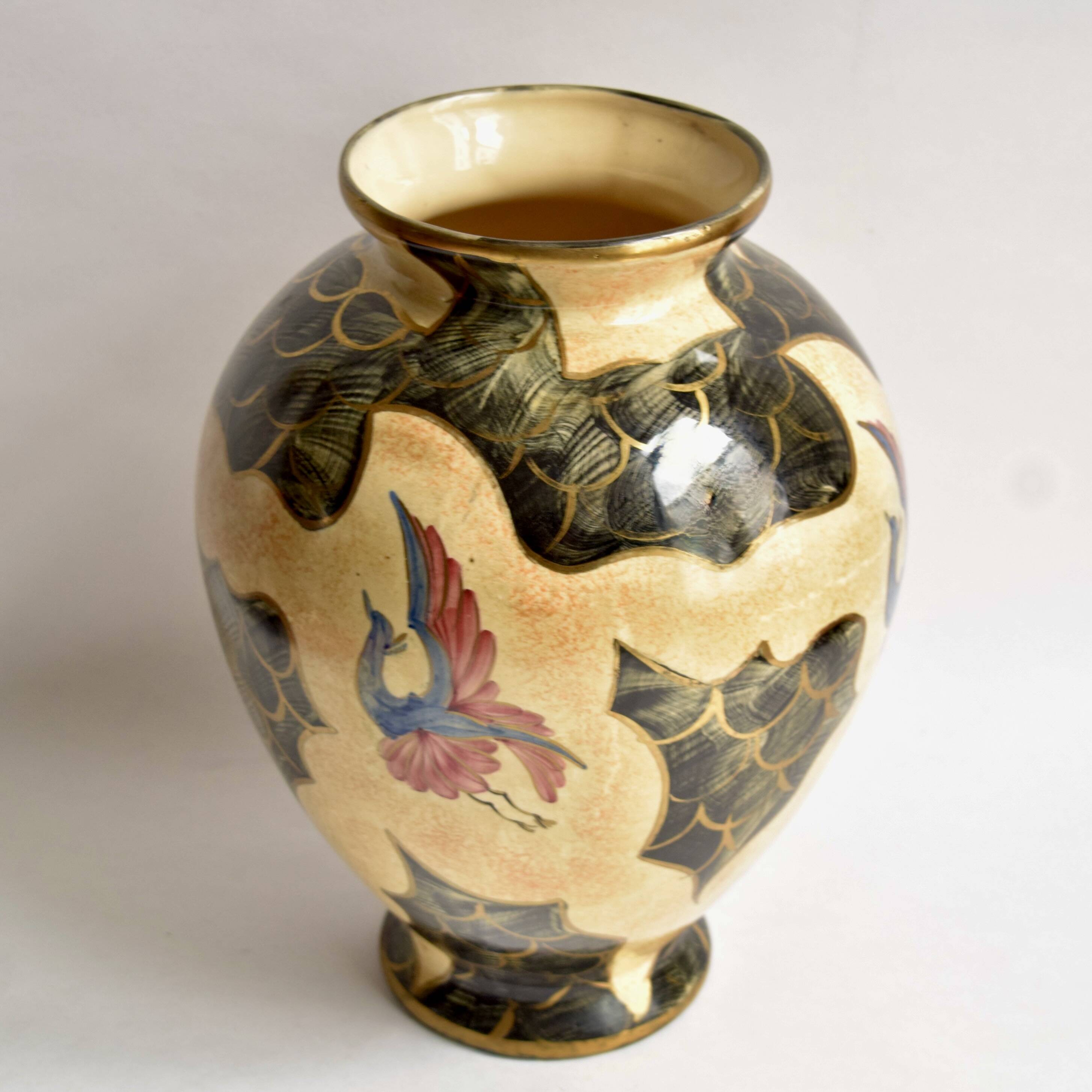 Large vintage vase - hand-painted decor