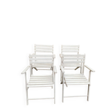 4 folding garden chairs in solid white wood